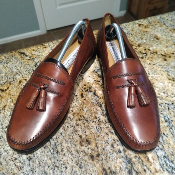 Sandro Moscoloni LA VIDA PER-FLEX Tassel Leather Loafer Shoes Brown Mens 10 EUC - Picture 3 of 15